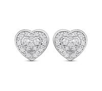 Silver 1/10ct Lab Grown Diamond Pavé Heart Stud Earrings - F9812