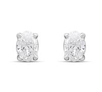 Silver 1/5ct Lab Grown Diamond Oval Solitaire Stud Earrings - F9853