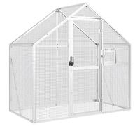 (silver, 1.79 x 1 x 1.85 m) vidaXL Aviary Outdoor Bird Cage Walk In Chicken Run Coop Silver Aluminium