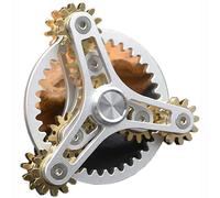 (silver, 10.2x10.2x3.5cm) Pure Brass Fidget Spinner Gears Linkage Fidget Gyro Toy Metal DIY Hand Spinner with Multiple Premium Bearings (13 Bearings)