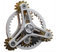 (silver, 10.2x10.2x3.5cm) Pure Brass Fidget Spinner Gears Linkage Fidget Gyro Toy Metal DIY Hand Spinner with Multiple Premium Bearings (12 Bearings)