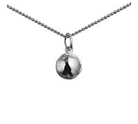 Silver 10mm solid Cricket Ball Pendant with a 1.3mm wide curb Chain 20 inches