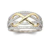 (silver, 11) Delysia King New Fashion Infinite Love Ring Heart-shaped Ring Ladies Two-color Wedding Engagement