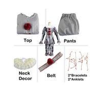 (Silver, 150) Cosplay Costume Pennywise Kid Stephen Kings It Clown Suit Halloween Joker Party