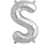 Silver 16" Inch Alphabets Letter A-Z & Number 0-9 Foil Balloon Party Decoration Ballons Make your own phrase or Digit Baloon Garland, Wedding anniversary, Baby shower,Theme party Balloons (S)