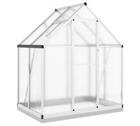 (silver, 169 x 114 x 202 cm) vidaXL Greenhouse with Base Frame Garden Walk in Plant Grow House Aluminium