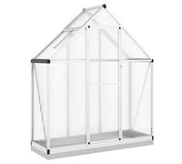 (silver, 169 x 58 x 202 cm) vidaXL Greenhouse with Base Frame Garden Walk in Plant Grow House Aluminium