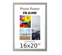 Silver 16x 20 Inch Poster Frames - 16 x 20 Inch Frame- Large MDF Wooden Frames 16x20'' - Both Ways Wall Hanging Wall Gallery Living Room Picture Frame With Shatterproof Perspex Sheets