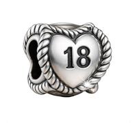 Silver “18” Triple Heart Milestone Charm Bead for Pandora Moments Bracelets Genuine 925 Sterling Silver 18th Her Girls Women - Happy Birthday Gift Box