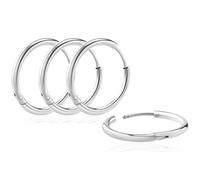 Silver 18K Real Gold Plating Huggie Hoop Earrings Sleeper Small Thin Mini 6mm 8mm 10mm 12mm 14mm 16mm,Hypoallergenic Surgical Stainless Steel Cartilage Earring for Women Men, Stainless Steel, No