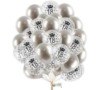 Silver 18th Birthday Balloons 12 Inch Age Printed Confetti Pearl Balloons Happy Birthday Balloons Birthday Decoration Pack of 16