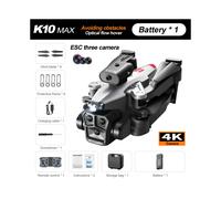 (Silver 1battery) K10 Max RC Dron HD 4K Plane 3 Camera Helicopter Obstacle Avoidance Wifi FPV Quadcopter Remote Control
