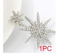 (Silver, 1PC) Full Rhinestones Diamond Crystal Stars Snow Hanging Punk Style Stylish Modern Luxury Stud Earring Women Jewelry
