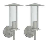 (silver, 2 pcs) vidaXL Outdoor Wall Lights Wall Lamps Garden Wall Lantern Stainless Steel