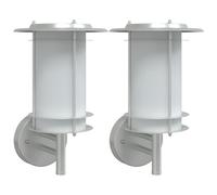 (silver, 2 pcs/without sensor) vidaXL Outdoor Wall Lights with Sensors Wall Lamp 2 pcs Black Stainless Steel
