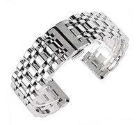 silver 20/22/24mm solid stainless steel watchband push button hidden clasp adjustable men watches strap replace bracelet