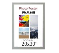 Silver 20 x 30 Inch Poster Frames - Large MDF Wooden Frames 20x30 Inch - Both Ways Wall Hanging Wall Gallery Living Room Photo Picture Frame With Styrene Shatterproof Perspex Sheet