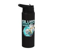 Silver 20 Years of the Future Anniversary Vintage Distressed Stainless Steel Insulated Water Bottle