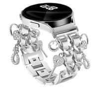 Silver 20mm Metal Bracelet Band with Cute Charm Compatible for Samsung Galaxy Watch 7 6 5 4 FE 40mm 44mm/5 Pro 45mm/6 Classic 43mm 47mm/4 Classic 42mm 46mm Band,Galaxy Active 2 for Women