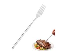 (Silver, 22-64cm) Telescopic Extendable Fork Stainless Steel - 64cm Long Handle Roasting Stick for BBQ Camping - Food Thief Joke Gift for Marshmallow Toasting, Outdoor Cooking & Dinner Table