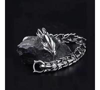 (silver, 22cm) Fashion Hip Hop Silver Dragon Head Dragon Lin Bracelet Retro Exaggerated Men's Dragon Bracelet Jewelry Men's Accessories Gifts