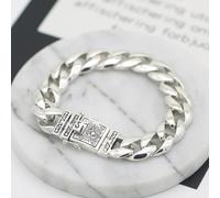 (silver, 22cm) New Exquisite Silver Men Bracelet Glossy Domineering Chinese Style Retro Creative Simple Couple Jewelry Accessory
