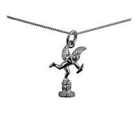 Silver 22x14mm solid Piccadilly Eros Pendant with a 1mm wide curb Chain 22 inches