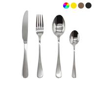 (Silver, 24pc set) Stainless Steel Cutlery Set Black Gold Rainbow Set