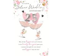 Silver 25th Embellished Anniversary Greeting Card Words to Cherish Cards WCH046