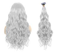 #silver,26in,Tape in Extensions Remy Human Hair, Invisible Hairpiece Real Natural Hair Extensions Can Be Bleached, Human Hair Wigs, Human Hair Extensions for Women, Beauties, Multi Colour