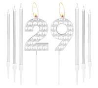 Silver 29th Birthday Decorations - Girls & Boys 29 Candles, Cake Topper for Women, Men, Parties & Anniversaries