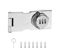Silver 3.8Inch 90-180 Degree Cabinet Locks - Rotary Combination Lock Hasp Latch for Cabinets, Barn Doors, Outdoor & Garden