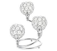 Silver 3-Arm Crystal Candle Holder - Modern Tea Light Centerpiece with Sparkling Bowls for Weddings, Anniversaries, Dining Table, Party & Home Decor