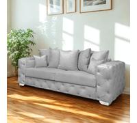 (Silver, 3-Seater Sofa) Plush Velvet 3 & 2 Seater Sofa Set | Ashton Scatter Back | 5 Seater Corner Sofa