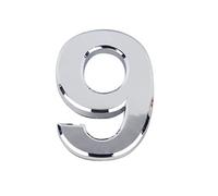Silver 3" Stick On Door Numbers | Chrome House Numbers | Pick 0-99/A-D (9) | Door numbers for outside, self adhesive, weatherproof ABS resin, front doors, uPVC, letter boxes & gates, 7.5cm, no drilling