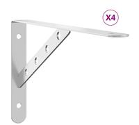 (silver, 30 x 2.5 x 15.5 cm) vidaXL Shelf Brackets Wall Mounted Shelf Support 4 pcs Silver Stainless Steel