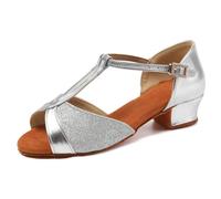 (silver, 33) Girl's Dance Shoes Ladies Indoor 3.5 Heels Dance Shoes Latin Dance ChaCha Dance Shoes