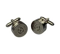 Silver 338 Nickel Coated Bullet Cufflinks with Velvet Presentation Gift Bag - Handmade in The UK