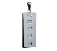 Silver 39x18mm solid display hallmark Ingot 1oz Pendant on a bail loop