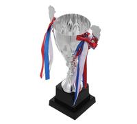 Silver 3d Metal Tournament Trophy Cup with Ribbon and Academic Competitions | Lightweight Design, Award Presentation Feature, Suitable for PE Teachers and Event Coordinators, for Trophy Shelves