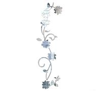 Silver 3D Rattan Flower Stickers for Door Bedroom Decor(Silver) | Gold acrylic material, 3D rattan flower design, self-adhesive backing, living room for tv wall decor, modern elegant style