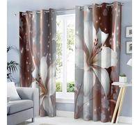 Silver 3D Starlight Lily Curtains Blackout, 46X54 Inch 2 Panels, Luxury Plant Pattern Black Out Curtains, Home Decor, 54 Drop Eyelet Window Drapes For Bedroom, Living Room