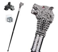 Silver 3D Wolf Cane, Ergonomic Handle, Non-Slip Design, Durable and Portable Unisex Also a Fashion Accessory