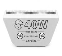 Silver 40W Dog Grooming Blade Compatible with Andis/Oster A5 and Wahl KM10 | 0.25mm (1/100-inch) cutting length; wide replacement grooming blade for large pets.