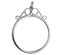 Silver 40x32mm half Crown or two and six pence 2/6 coin mount holder with 2 scrolls Pendant