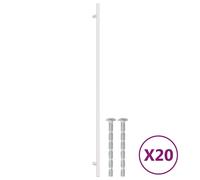 vidaXL 20 pcs Silver 480mm Stainless Steel Cabinet Handles - Modern T-Shaped Brushed Finish Handles for Cabinets, Drawers, Cupboards, Wardrobes, and Wooden Cases