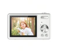 (Silver) 48MP 4K Face Detection Digital Camera with 16X Zoom and Rechargeable Battery