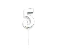 Gifts 4 All Occasions Limited Shatchi Silver 5 Number Candle Birthday Anniversary Party Cake Decorations Topper