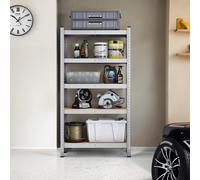(Silver) 5-Tier Shelving Unit, Steel Shelving Unit for Storage, Load Capacity 650 kg, 30 x 75 x 150 cm