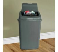 Silver 50L Plastic Swing Top Dust Bin Sl urable, And Space Saving Waste Solution For Home, Kitchen, And Office